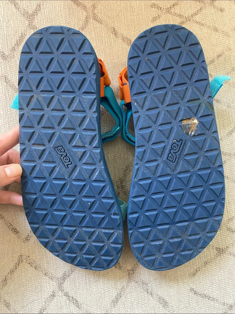 Teva Kids Navy and Turquoise Sandals with Orange Accents
